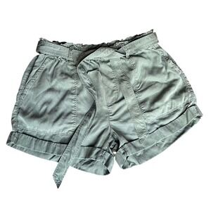 Aerie Womens Olive Green Paperbag Waist Tie Belt Cuffed Utility Shorts Size S